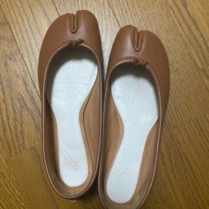 Maison Margiela Tabi Ballet Flat Pumps Leather Brown Size 37 with Box, Tag